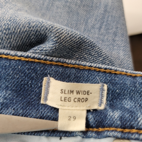 Madewell Sz 29 Slim Wide Leg Crop Jeans High Rise Fray High Rise - Picture 5 of 9